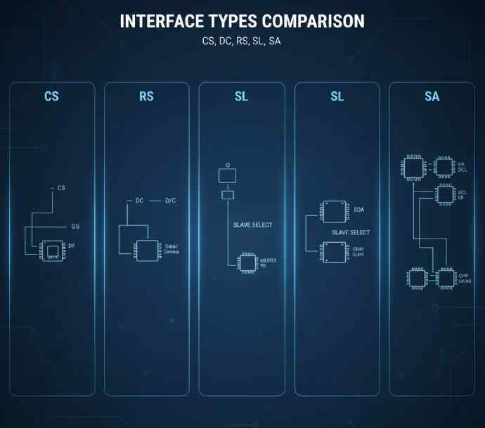 工业液晶屏中：cs dc rs sl sa都是什么接口？