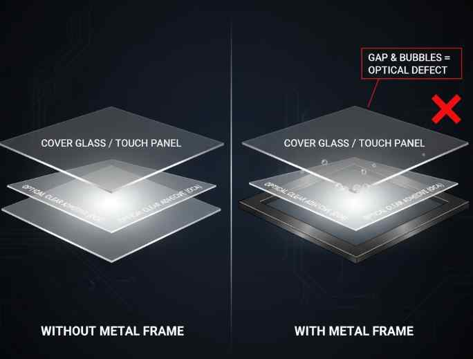 TFT-LCD液晶模组边缘铁框会影响光学贴合吗
