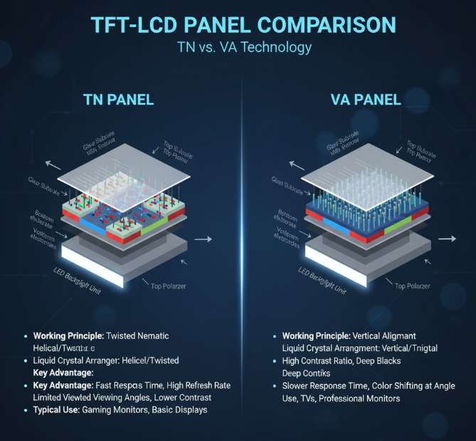 TFT-LCD液晶屏TN面板与VA面板有什么区别？